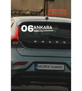 06 Ankara Kızılcahamam Plaka Kodlu Beyaz Araç Sticker Kızılcahamam İlçe Yazılı Ankara Özel Tasarım 40x8 cm Şehir ve İlçe Temalı Kaliteli Sticker