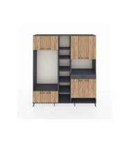 Hyperion Dolap 12 Raflı Tek Çekmeceli 8 Kapaklı 220x44x243 Antrasit-Çam/Antrasit