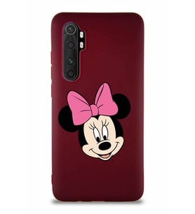Xiaomi Mi Note 10 Lite Soft Premier Kapak Minnie Mouse-C Tasarımlı Silikon Kılıf - Mürdüm (Şeffaf)