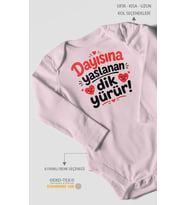 Dayısına yaslanan dik yürür Uzun Kollu Çıtçıtlı Bebek Body