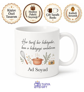 Yemek Blogcusu Yazılı Baskılı Kupa Bardak Hediye Porselen Mug