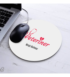 İsimli Veteriner Temalı Yuvarlak Mousepad