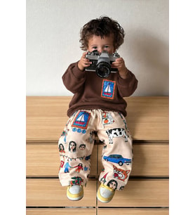 Renkli Çizim Baskılı Sweatshirt ve Pantolon Unisex Çocuk 2’li Takım - Kahverengi