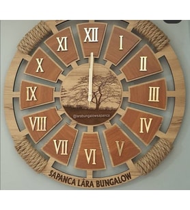 Kişiye Özel Dekoratif Ahşap Duvar Saati 50 cm