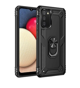 Galaxy A03s Kılıf Sofya Yüzüklü  Kapak - Siyah