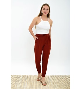 9312972 Keten Cepli Bağcıklı Pantolon KIREMIT (Kiremit)