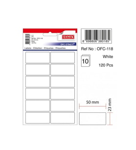Tanex Ofis Etiketi Poşetli 23x50 Mm Beyaz (10 Lu Paket) Ofc-118 (Karışık)