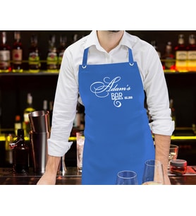 BK Gift Kişiye Özel İsimli Tarihli Bar Tasarımlı Profesyonel Mavi Mutfak Önlüğü, Aşçı Önlüğü, Şef Önlüğü, Arkadaşa Hediye-3