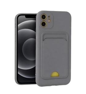 iPhone 11 Kılıf Kelvin Kartvizitli Silikon - Gri