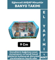 Premium Çocuk Eğlenceli Hayal Dünyası Beceri Geliştirici El Yapımı Ahşap Minyatür BANYO TAKIM