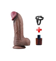 Belden Bağlamalı Yeni Nesil Çift Katmanlı 28 cm Realistik Dev Melez Dildo Penis