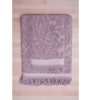 2 Parça Jakarlı Banyo Havlu Takımı %100 Pamuklu 90x150 Cm Arden Mor