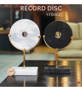Şık Mermer ve Pirinç Dekoratif Disk Heykeller – Modern 2'li Set - Mükemel orijinal tasarım