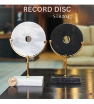 Şık Mermer ve Pirinç Dekoratif Disk Heykeller – Modern 2'li Set - Mükemel orijinal tasarım
