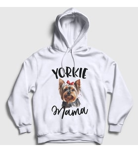 Presmono Unisex Beyaz Yorkie Mama Mom Yorkshire Terrier Annesi Kapüşonlu Sweatshirt 556630tt
