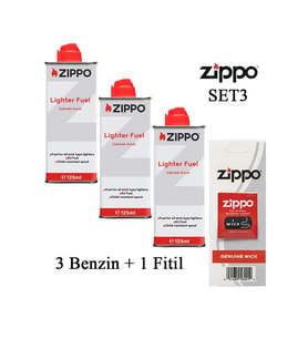 Zippo Çakmak ikmal Seti 3 Bidon Benzin 1 Fitil Set3