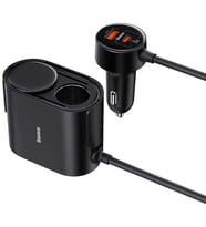 Baseus 30W USB + Type-C Hızlı Şarj Araç Çakmaklık Çoklayıcı Şarj Aleti (Siyah)