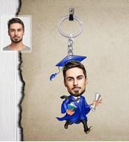 Kişiye Özel Mezuniyet Karikatürlü  Ahşap Anahtarlık Bay-4-Eco