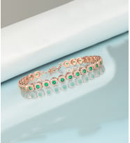 925 Ayar Gümüş Zümrüt Renk Papatya Model Bileklik (rose)