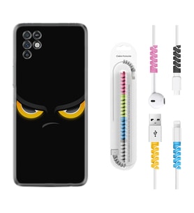 INFINIX Note 11 Pro Note 10 Hot 9 Play Kılıf Kablo Koruma Spiral Silikon Black Eyes 1644