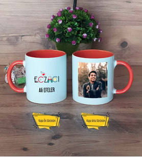 Eczacı Kupa Bardak Turuncu Fotoğraflı Eczacıya Hediye Eczacılar Günü Hediyesi