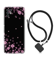 INFINIX Note 11 Pro Note 10 Hot 9 Play Kılıf Boyun Askılı Silikon Black flowers 1391