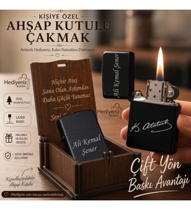 Hızlı Kargo Kişiye Özel Çift Yön Baskı Seçeneğiyle Metal Çakmak - Kemal Atatürk İmza Tasarımlı
