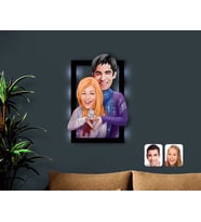 BK Gift Kişiye Özel Sevgililer Karikatürlü 3D Led Işıklı Ahşap Tablo-89