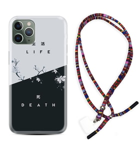 Apple iPhone 11 12 13 14 Pro Max Kılıf Boyun Asklı Rasta Silikon Life and Death 1339
