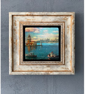 Çerçeveli Taş Duvar Dekoru 20 X 20 Cm Kız Kulesi Görsel