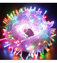 10m 60 LED RGB - 2 Kademeli Şeffaf Kablolu Pilli