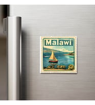 Malavi Malawi - Posta Pulu Temalı Ülke - Baskılı Buzdolap Magneti Kare - 9x9 cm