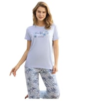 Aydoğan Kadın Mavi Viskon Kısa Kollu Pijama Takımı 240048