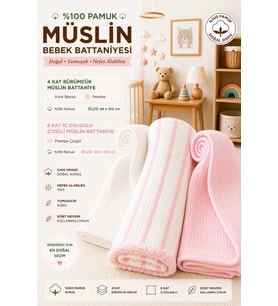 %100 Organik Pamuklu Kumaştan Üçlü Bebek Çocuk Battaniye Seti ( XL Boy ) (