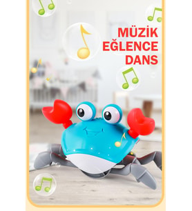 Işıklı Müzikli Uzaktan Kumandalı Fonksiyonel Yan Yürüyen Çılgın Sevimli Yengeç - 6721E (Mavi)