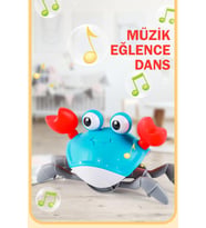 Işıklı Müzikli Uzaktan Kumandalı Fonksiyonel Yan Yürüyen Çılgın Sevimli Yengeç - 6721E (Mavi)