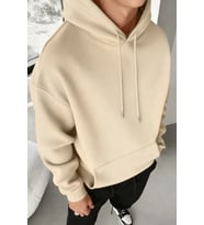 Regular Kapüşonlu Sweatshirt Erkek Unisex 3 İplik Şardonlu %100 Pamuk Basic Hoodie