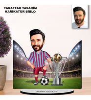 KİŞİYE ÖZEL KARİKATÜR BORDO MAVİ TARAFTAR TASARIMLI ERKEK BİBLO  B5