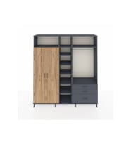 Hyperion Dolap 9 Raflı 3 Çekmeceli 2 Askılı 220x44x243 Antrasit-Çam/Antrasit