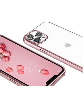 Uyumlu Model Apple iPhone 13 Pro Max Kılıf Sararmaz Şeffaf Sert Fit Kapak (Pembe)