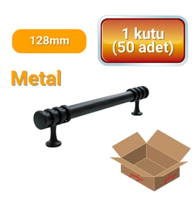 50 Adet Halka Boru Siyah Metal Mobilya Kulpu 128mm