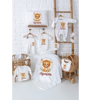 Pia Baby Premium %100 Pamuk Erkek Bebek Hediyesi 11 Parça İsme Özel Doğum Seti 5003-00 (Ekru)