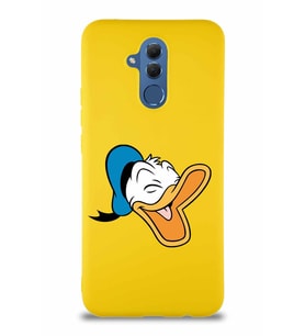 Huawei Mate 20 Lite Soft Premier Kapak Donald Duck-E Tasarımlı Silikon Kılıf - Sarı (Şeffaf)