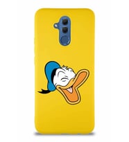 Huawei Mate 20 Lite Soft Premier Kapak Donald Duck-E Tasarımlı Silikon Kılıf - Sarı (Şeffaf)