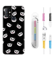 INFINIX Hot 8 9 10 11S Hot 10 Play 10T Kılıf Kablo Koruma Spiral Silikon Panda Suratları 1773