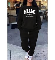 Miami Baskılı Unisex Eşofman Takımı (Siyah)
