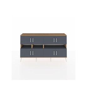 Arges Konsol 8 Raflı 8 Kapaklı 176x30x99 Çam-Antrasit