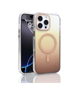Coverzone iPhone 16 Pro Max i�in K?l?f MagSafe ile uyumlu Transparan Renk Ge�i?li Z-Toros M-safe Kablosuz ?arj destekli Gradyan Tasar?m IPHONE 16 Pro Max ?LE UYUMLU KILIF Gold