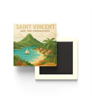 Saint Vincent ve Grenadinler - Paper Cut Art - Baskılı Buzdolap Magneti Kare - 9x9 cm