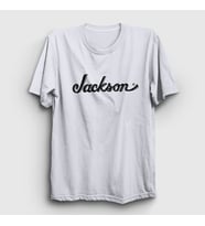 Presmono Unisex Beyaz Logo Jackson Hediye Gitar T-Shirt 543983tt (Beyaz)